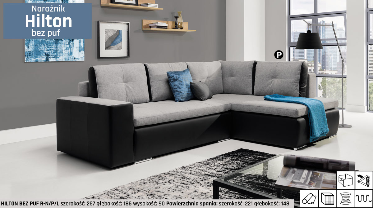 Narożnik Hilton bez puf